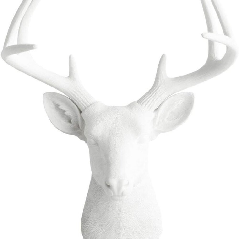 Wall Charmers Large White Faux Deer Head - 21 inch Faux Taxidermy Animal Head Wa